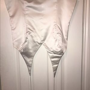 White satin halter top with belt loops